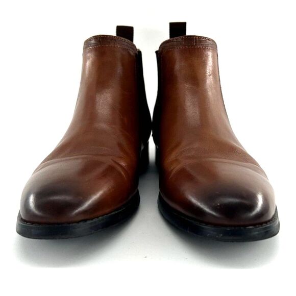 Steve Madden Duke Chelsea Ankle Boots Men's Sz 9.5 Tan Leather Upper Brown Sole - Picture 2 of 16